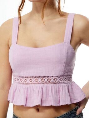 Roxy Lavender Cropped Peplum Tank Top